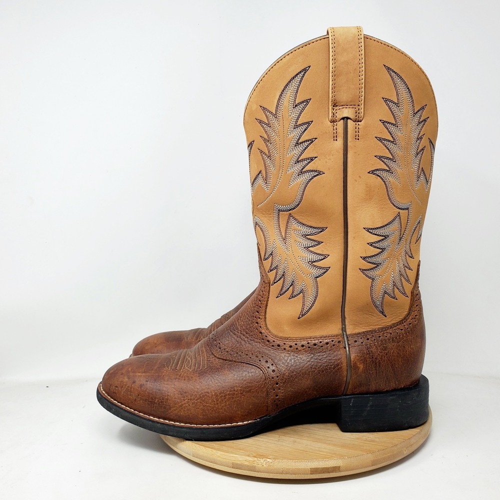 Ariat Heritage Stockman Boots Mens 8.5 D Brown Leather Western Cowboy Work Shoes